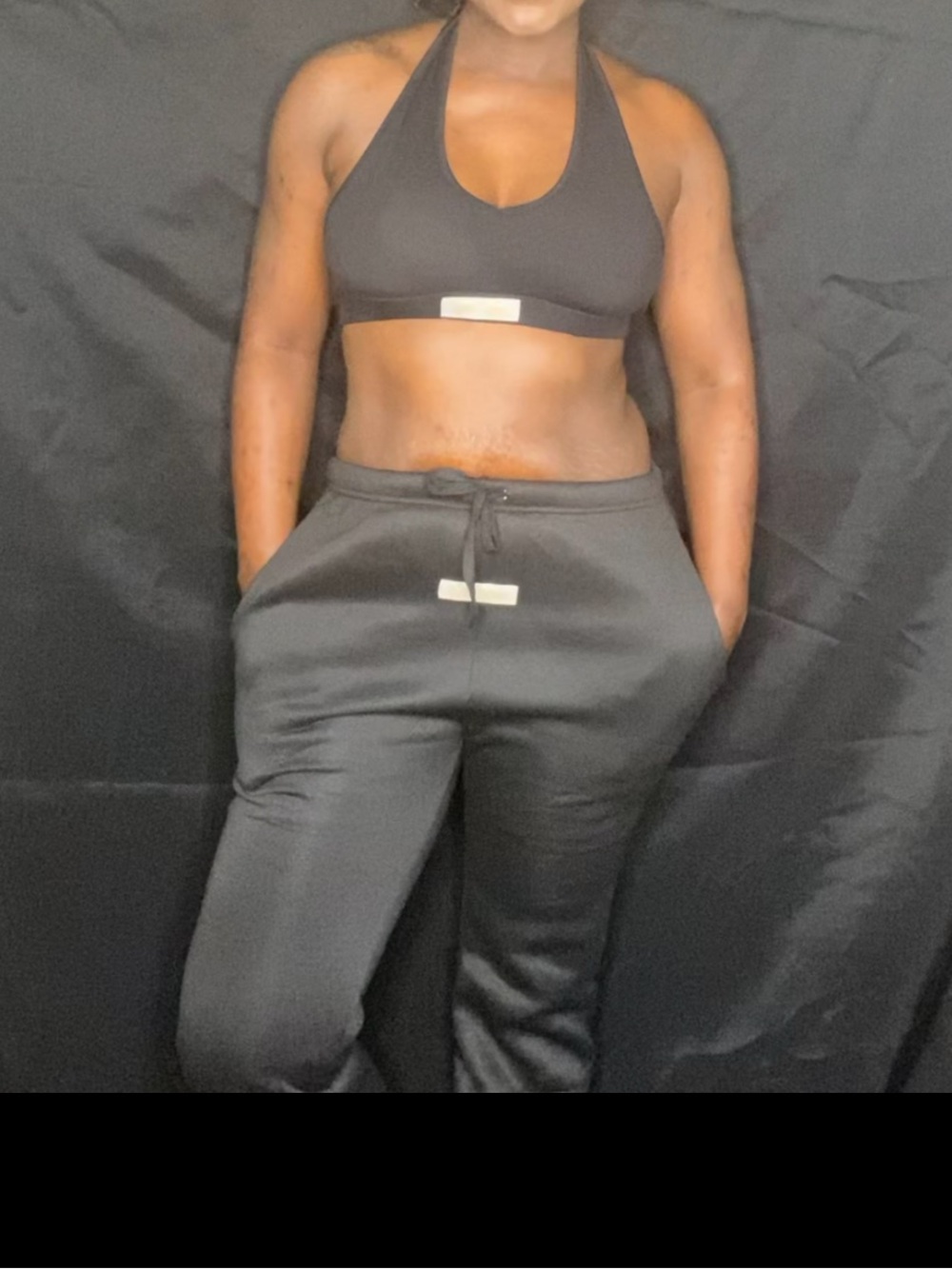 Black Halter Two Piece Pants Set